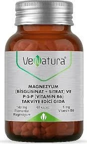 VeNatura Magnezyum (Bisglisinat+Sitrat) ve P5P (Vitamin B6) 60 Kapsül