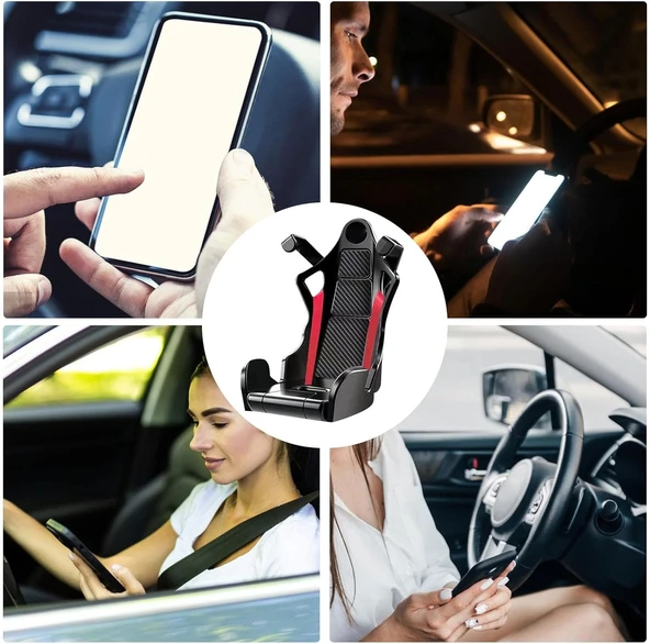 Spor Koltuk Modelli Havalandırma Izgarası Telefon Tutucu Siyah - Resim 4