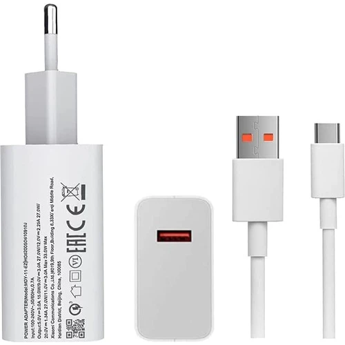 Şimşek Teknoloji Xiaomi Redmi Note 12 Uyumlu  33W Turbo Şarj Aleti Seti Type C 3A Qualcomm 3.0