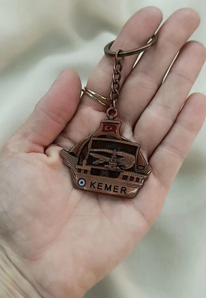 Gemi Anahtarlık Metal Ay Yıldız Çanta Araba Cüzdan Süsü  Kemer Yazılı - Resim 2