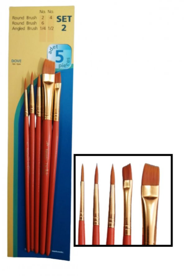 Sentetik fırça Seti Academy Dove 5 li Fırça Seti 1 Paket