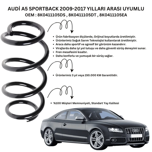 2009-2017 Audi A5 Sportback İçin Standart Yay ST102003F - 2 Adet Ön Helezon Yay Takımı