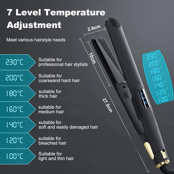 Saç Düzleştirici Maşa 2'si 1 arada Saç Düzleştirici Saç Maşası 7 Sıcaklık Kademesi 100 / 230℃ Ayarlı - 2