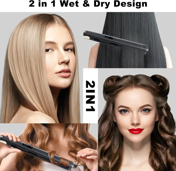 Saç Düzleştirici Maşa 2'si 1 arada Saç Düzleştirici Saç Maşası 7 Sıcaklık Kademesi 100 / 230℃ Ayarlı - 3