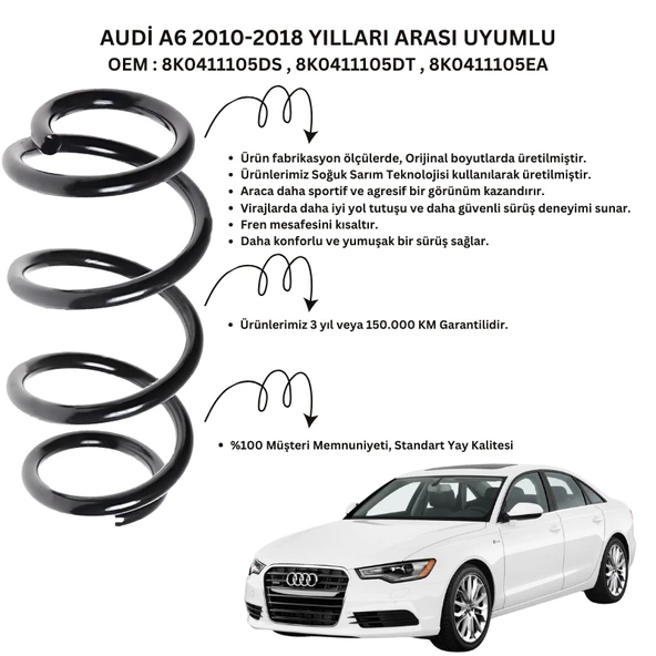 Standart Yay ST102003F - 2010-2018 Audi A6 Ön Helezon Yay Takımı (2 Adet)