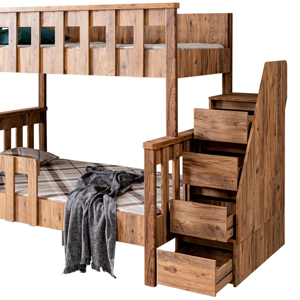 Mdf Profil Ranza, Deluxe Ayrılabilir Ranza - Ceviz + 2 Adet Comfort Yatak - Resim 5