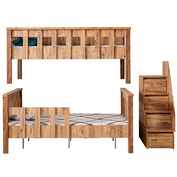 Mdf Profil Ranza, Deluxe Ayrılabilir Ranza - Ceviz + 2 Adet Comfort Yatak - Resim 4