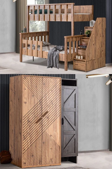 Ranza, Deluxe Ayrılabilir Ranza Elit 3 Kapılı Dolap