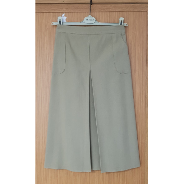 46 Beden Okul Eteği Haki Etek Cepli Tek Pileli Etek A Pileli Etek Lise Eteği Imam Hatip Etek