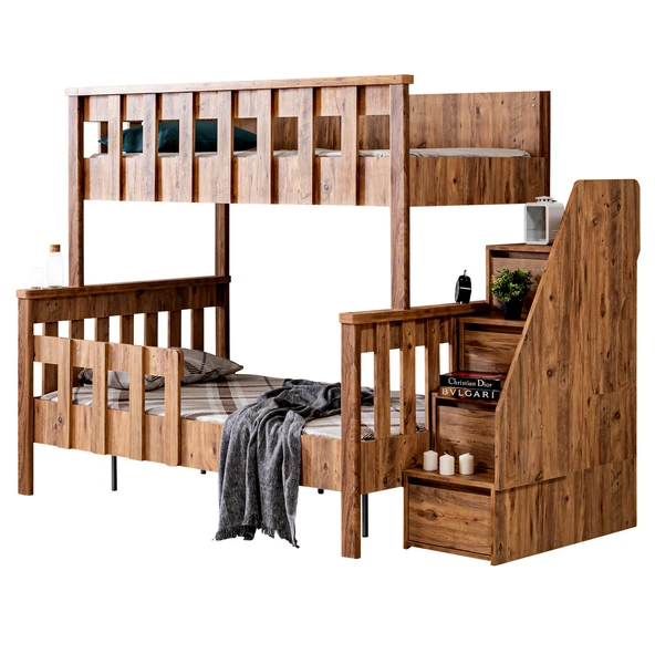 Mdf Profil Ranza, Deluxe Ayrılabilir Ranza - Ceviz + 2 Adet Comfort Yatak - Resim 3