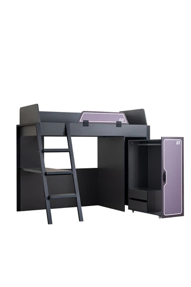 Ranzalı Oyuncu Odası, Gamer Ranza Ledli Karyola Masa Dolap - 3