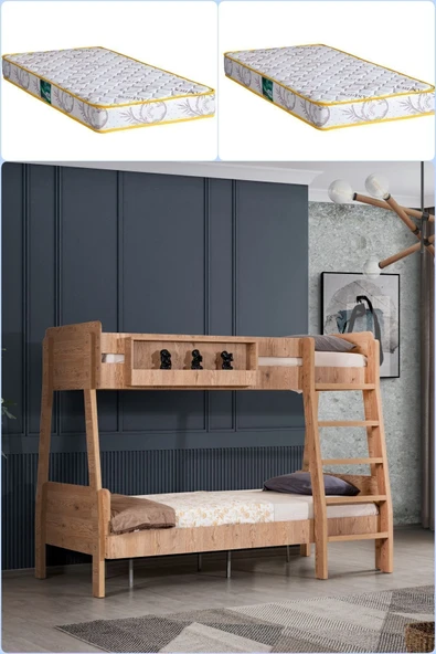 Ranza, Trend Geniş Ikili Ranza - Ceviz 2 Adet Comfort Yatak
