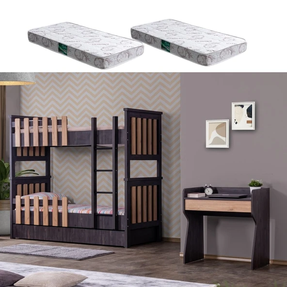 Ranza, Black Montessori Ayrılabilir Ranza Masa + 2 Adet Comfort Yatak