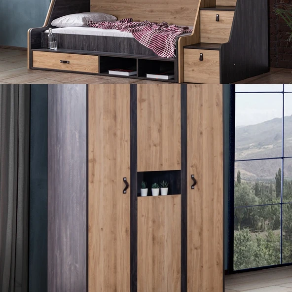 Ranza, Doğa Ranza Karyola 3 Kapaklı Dolap