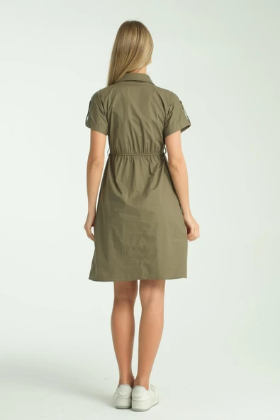 IŞŞIL E165-Omuz Apoletli Emzirme Detay Hamile Giyim Pamuk Elbise - 7