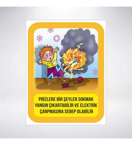 Prizlere Bir şey sokmak Tehlikelidir Sticker 20X28 Cm