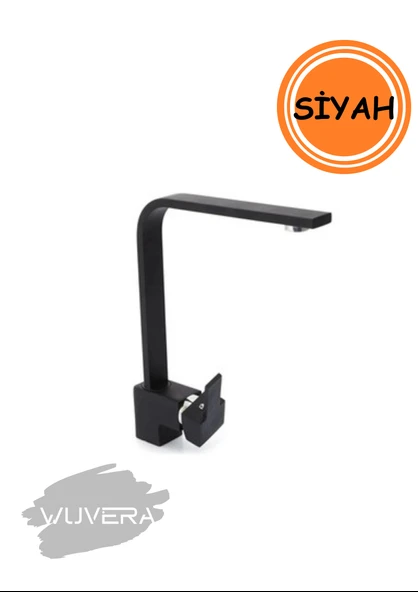 Wuvera Mat Siyah Kare Lavabo Bataryası – Çift Girişli, Aç-Kapa, Modern ve Dayanıklı - 3