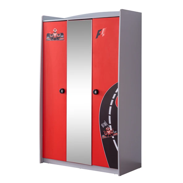 Formula Genç Odası - 3 Kapılı Dolap, Jaguar Full Ledli Arabalı, Masa - Kırmızı - 5