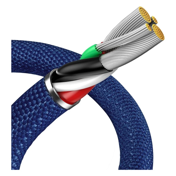 Baseus Crystal Shine 2.4A 120 cm Lightning Şarj Kablosu Mavi - Resim 5