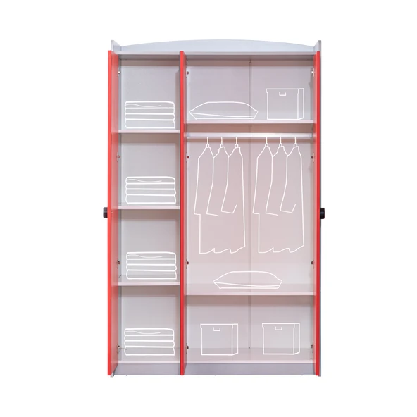 Formula Genç Odası - 3 Kapılı Dolap, Jaguar Full Ledli Arabalı, Masa - Kırmızı - 6