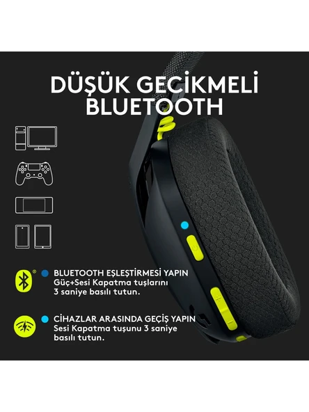 Logitech G G435 LIGHTSPEED Kablosuz Oyuncu Kulaklığı - Siyah - 3