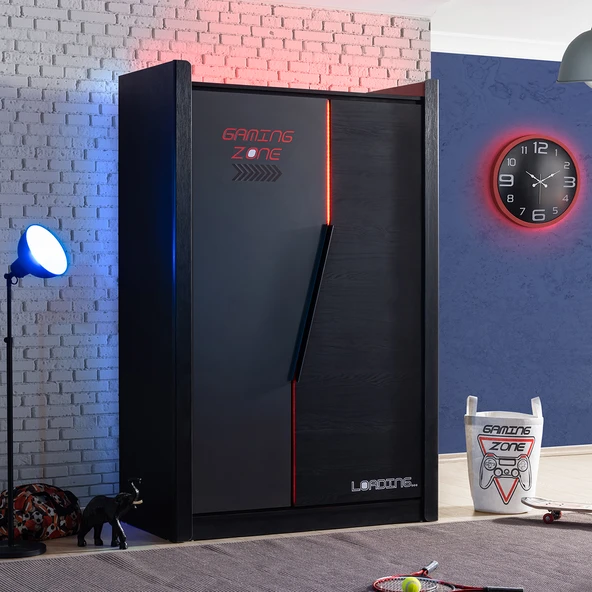 Gamer Ledli Genç Odası - 2 Kapılı Dolap, Karyola, Komodin, Şifonyer - 6