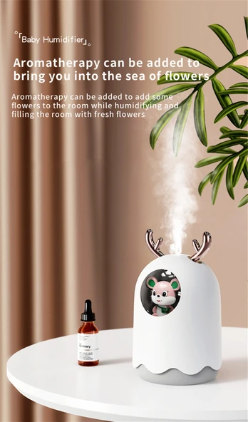 Ozmik Sevimli Ayıcıklı Işıklı Hava Nemlendirici Buhardanlık Buhar Makinası Difizör 300 ML - 5