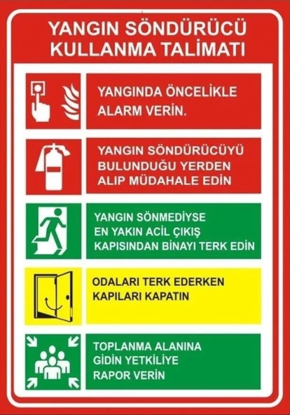 Yangın Söndürücü Kullanma Talimatı Sticker 20X28 Cm