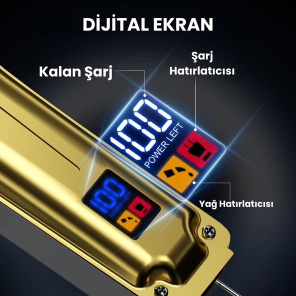 Enchen Boost 3 Gold Ayarlanabilir Başlıklı Dijital Göstergeli Şarjlı Profesyonel Saç Kesim Makinesi - Resim 4