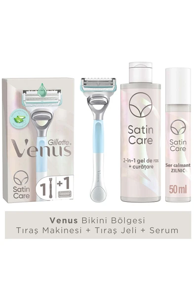 Bikini Bölgesi Tıraş Makinesi + 2si1 Arada Temizleyici + Tıraş Jeli + Serum