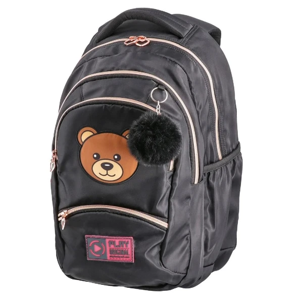 Sentor Play 4 Bölmeli Fashion Bear Okul Sırt Çantası Siyah (161533)