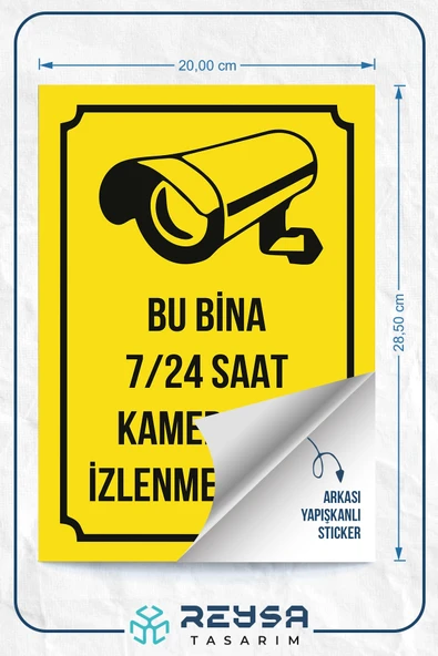Bu Bina Kamera ile İzlenmektedir Sticker 20X28 Cm - 2