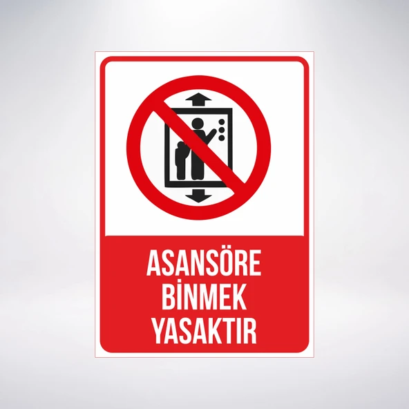 asansöre binmek yasaktır Sticker 20X28 Cm ürün görseli 1
