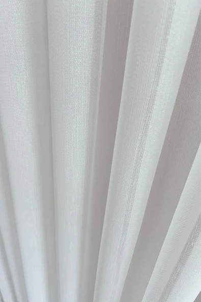 Madame Dower Simli Krep Bambu Balıksırtı Tül Perde Orta Pileli - Ağır, Dökümlü Kumaş - Kırışmaz Salon Tül Perde - 7