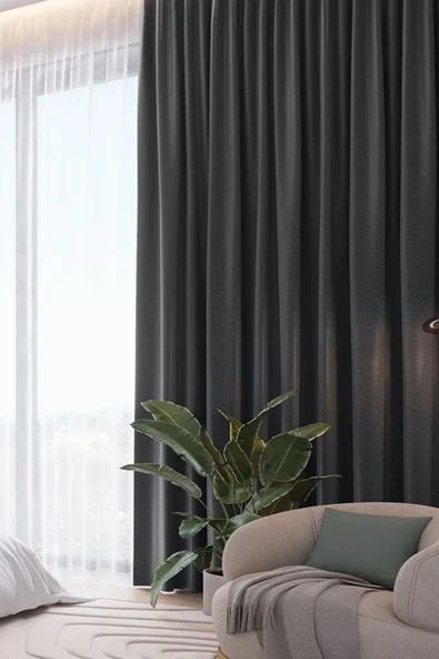 Madame Dower 4 Katmanlı Yalıtımlı Antrasit Güneşlik Perde - Toz Önler, Sıcak, Soğuk Ve Ses Yalıtımı, Ütü Istemez - 5