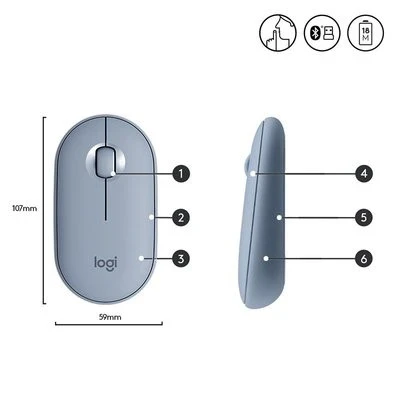 Logitech Pebble M350 910-006753 Mavi Sessiz Optik Kablosuz Mouse - 4