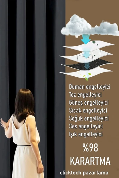 Madame Dower 4 Katmanlı Yalıtımlı Antrasit Güneşlik Perde - Toz Önler, Sıcak, Soğuk Ve Ses Yalıtımı, Ütü Istemez - 2