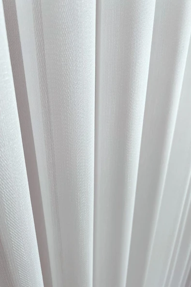 Madame Dower Simli Krep Bambu Balıksırtı Tül Perde Orta Pileli - Ağır, Dökümlü Kumaş - Kırışmaz Salon Tül Perde - 5