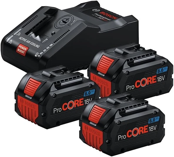 Bosch Akü Başlangıç Seti 3 x 8.0Ah Procore Akü + Gal 18V-160 Şarj Aleti - 0615A5004Y