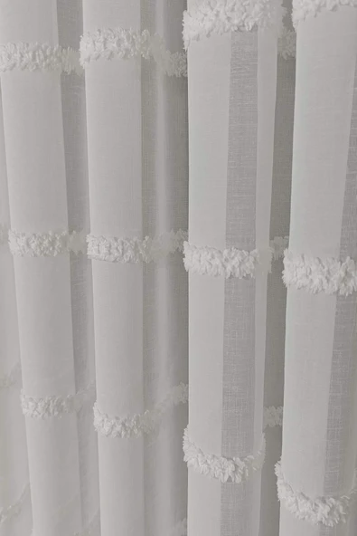 Madame Dower Scandiluxe İskandinav Esintili Keten Kırışmaz Perde 1x3 Tam Pile - Salon ve Oturma Odası Tül Perde - 7