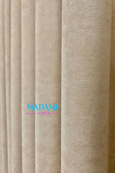 Madame Dower Butterfly Soyut Temalı Bej Fon Perde - Pilesiz - Sade Tasarım Fonluk Perde - 5