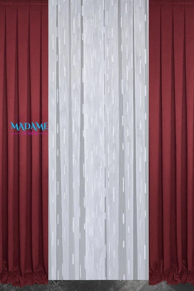 Madame Dower Magic V5 Bordo Fon Perde 1x3 Sık Pile 2 Kanat - + Masa Örtüsü + Runner + Kırlent Kılıfı + Bağlama