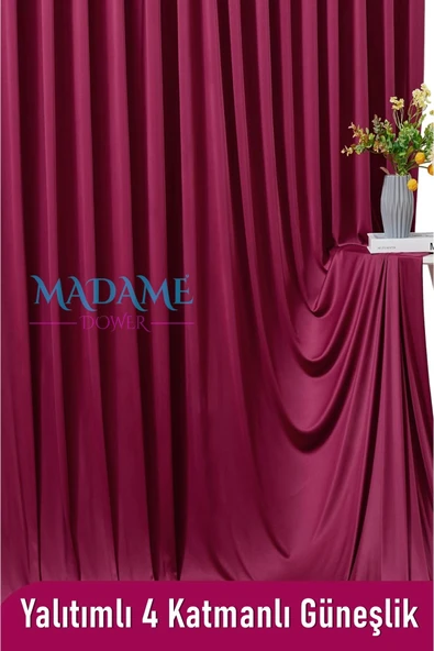 Madame Dower 4 Katmanlı Yalıtımlı Bordo Güneşlik Perde - Toz Önleyici, Sıcak, Soğuk Ve Ses Yalıtımı - Ütü Istemez - 4