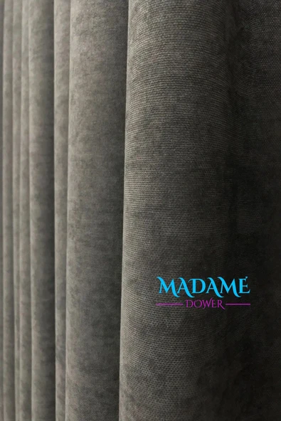 Madame Dower Butterfly Soyut Temalı Antrasit Fon Perde - Pilesiz - Sade Tasarım Fonluk Perde - 5