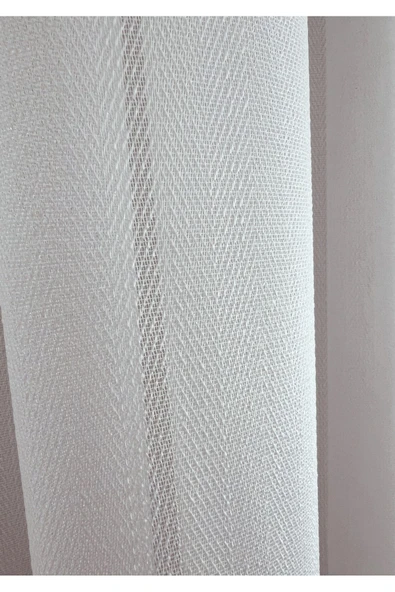 Madame Dower Simli Krep Bambu Balıksırtı Tül Perde Orta Pileli - Ağır, Dökümlü Kumaş - Kırışmaz Salon Tül Perde - 6