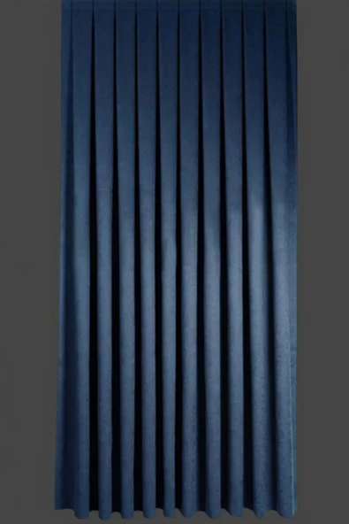 Madame Dower Joy Indigo Keten Dokulu 1x3 Sık Pile Fon Perde Bağlama Kuşağı Hediye