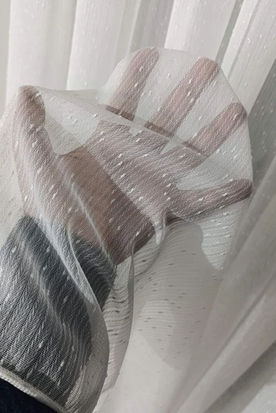 Madame Dower Krep Bambu Simli Şantuklu Balıksırtı 1x3 Sık Pileli Gramajlı Dökümlü Tül Perde - Ütü İstemez - 6