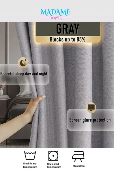 Madame Dower Deste V4 Taş Çift Taraflı Keten Fon ve Karartma Güneşlik Perde - Kırışmaz Güneşlik, Kolay Montaj - 3