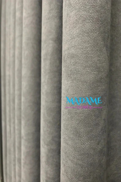 Madame Dower Butterfly Soyut Temalı Gri Fon Perde - Pilesiz - Sade Tasarım Fonluk Perde - 4