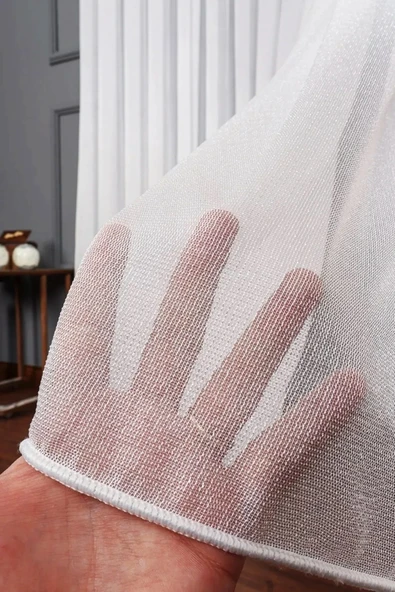 Madame Dower Tül Perde Ince Örme Çelik 1x3 Sık Pile - Dökümlü Kırışmaz - Ütü Istemez %100 Polyester
